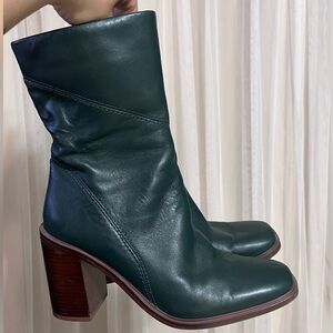Green Leather heeled boots